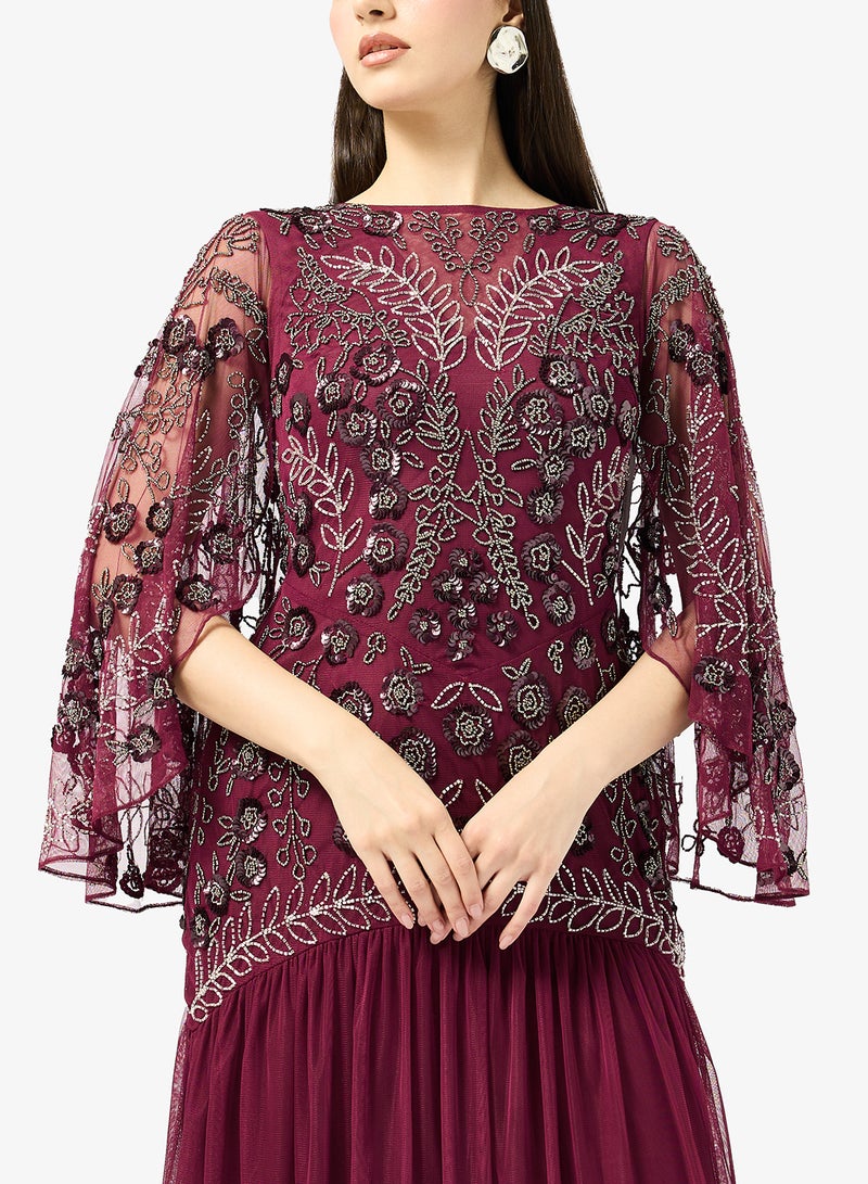 Frock and Frill Embellished Long Sleeve Maxi Dress - Image 3